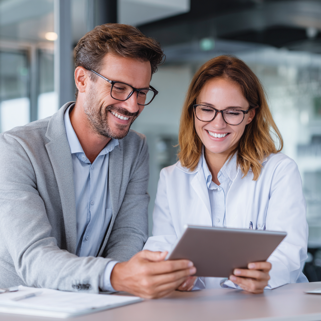Happy Romanian couple in their 40s enjoying a balanced nutritious meal together, smiling while eating colorful vegetables and lean proteins in bright dining room
